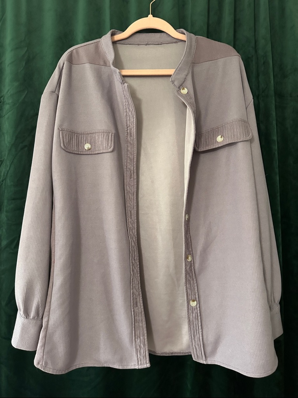 Button-Front Overshirt in Dusty Lavender